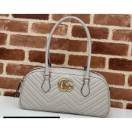Gucci GG Marmont medium top handle bag 795218 matelassé chevron leather Light Gray 2024