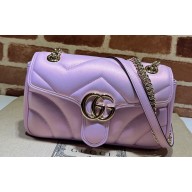 Gucci GG Marmont Small Shoulder Bag 443497 iridescent quilted chevron leather Pink 2024