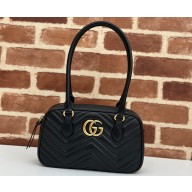 Gucci GG Marmont small top handle bag 795199 matelassé chevron leather Black 2024