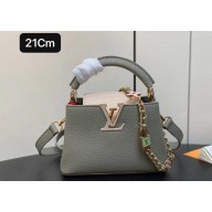 Louis Vuitton Lovelock chain Taurillon leather Capucines Mini Bag M23951 Dusty Green 2024