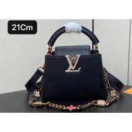 Louis Vuitton Lovelock chain Taurillon leather Capucines Mini Bag M23951 Black 2024