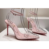 Christian Louboutin Heel 10.5cm Leather and PVC Spikoo Pumps Pink 2024