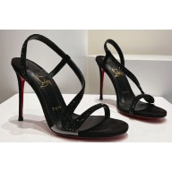 Christian Louboutin Heel 10cm leather Rosalie Strass Sandals Black 2024