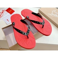 Christian Louboutin PVC Men's Loubi Flip Thong Sandals Black/Red