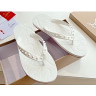 Christian Louboutin PVC Men's Loubi Flip Thong Sandals White