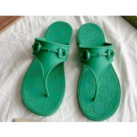 Gucci Women's thong sandals with Horsebit 780306 Green 2024