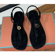 Loro Piana Leather Mindil Sandals Black 2024