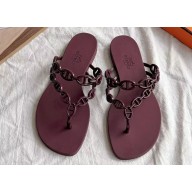 Cheap Sale Hermes TPU Island Sandals Burgundy 2024