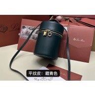 Loro Piana Extra Case Medium Bag in Smooth Calfskin Dark Green 2024