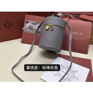 Loro Piana Extra Case Medium Bag in Grained Calfskin Gray 2024