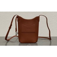 Loro Piana Bale Phone Case in Grained Calfskin Kummel