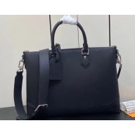 Louis Vuitton Taiga Cowhide leather Slim Briefcase NV Bag M30978 Black 2024