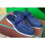 Loro Piana Babouche Charms Walk Suede Women/Men slipper Loafers Blue 2024