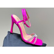 Dior Heel 10cm Sunset Heeled Sandals in Fuchsia Satin and Silver-Tone Strass 2024