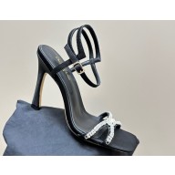 Dior Heel 10cm Sunset Heeled Sandals in Black Satin and Silver-Tone Strass 2024