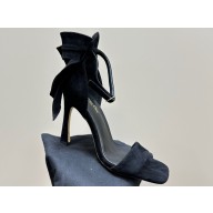 Dior Heel 10cm Mlle Dior Heeled Sandals in Suede Black with Bow 2024
