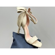 Dior Heel 10cm Mlle Dior Heeled Sandals in Suede Beige with Bow 2024