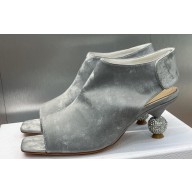 Dior Heel 5.5cm LA CIGALE Ankle Boots in Velvet Gray with Crystal Ball 2024