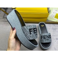 Fendi Sunshine flatform slides Denim Gray 2024