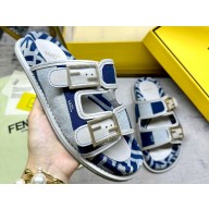 Fendi Feel Women/Men slides Canvas Fabric Blue 2024