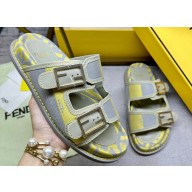 Fendi Feel Women/Men slides Canvas Fabric Yellow 2024
