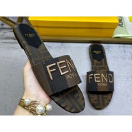 Fendi Signature slides Canvas Fabric Brown 2024