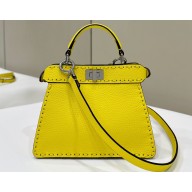 Fendi Peekaboo ISeeU Petite Bag Yellow Selleria with 306 hand-sewn topstitches 2024