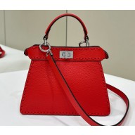 Fendi Peekaboo ISeeU Petite Bag Red Selleria with 306 hand-sewn topstitches 2024