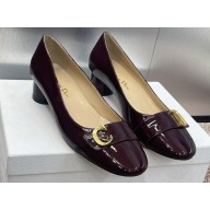 Dior Heel 3.5cm C'est Pumps in Patent Calfskin Burgundy 2024