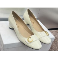 Dior Heel 3.5cm C'est Pumps in Patent Calfskin White 2024