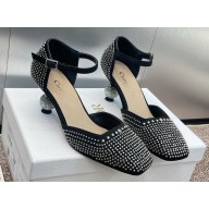 Dior Heel 5.5cm LA CIGALE Sandals in Suede Black with Studs and Crystal Ball 2024