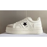 Dior Calfskin and Suede Star Platform Sneakers White Top Quality 2024
