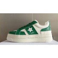 Dior Calfskin and Suede Star Platform Sneakers Green Top Quality 2024