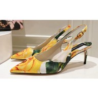 Dolce & Gabbana Heel 6.5cm/9.5cm Gabardine slingbacks in Print Yellow 2024