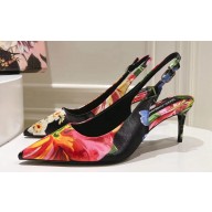 Dolce & Gabbana Heel 6.5cm/9.5cm Gabardine slingbacks in Print Black 2024