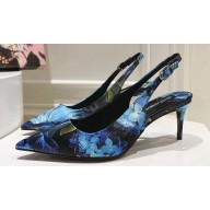 Dolce & Gabbana Heel 6.5cm/9.5cm Gabardine slingbacks in Print Blue 2024
