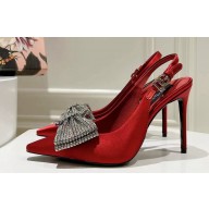 Dolce & Gabbana Heel 10cm Slingbacks Satin Red with rhinestones Bow and DG logo 2024