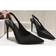 Dolce & Gabbana Heel 4.5cm/6.5cm/10cm slingbacks with DG logo in Satin Black 2024