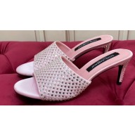 Dolce & Gabbana Heel 6.5cm Satin mules Pink with rhinestones 2024