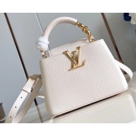Louis Vuitton Taurillon leather Capucines Mini Bag M23944 Quartz White 2024