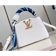 Louis Vuitton Taurillon leather Capucines Mini Bag M24673 Snow White 2024