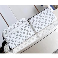 Louis Vuitton Monogram Shadow leather Trio Messenger Bag M24754 White 2024