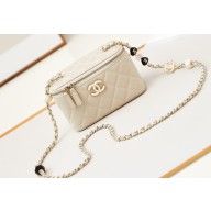 Chanel Lambskin, Resin & Gold-Tone Metal Clutch with Chain Bag AP3213 Beige 2024