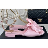 Chanel Heel 1.5cm Imitation Pearls Sandals G45813 Satin Pink 2024