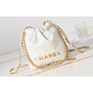 Chanel Shiny Calfskin & Gold-Tone Metal CHANEL 22 Mini Handbag AS3980 White