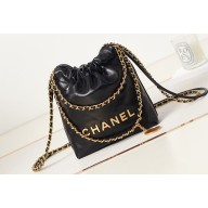Chanel Shiny Calfskin & Gold-Tone Metal CHANEL 22 Mini Handbag AS3980 Black