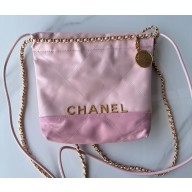 Chanel Shiny Calfskin Patchwork & Gold-Tone Metal CHANEL 22 Mini Handbag AS3980 Light Pink & Light Purple