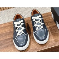 Ermenegildo Zegna Tiziano Men's Leather Low-Top sneakers Navy Blue 2024