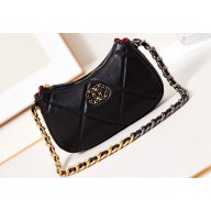 Chanel Shiny Lambskin CHANEL 19 Clutch with Chain Bag AP3763 Black 2024