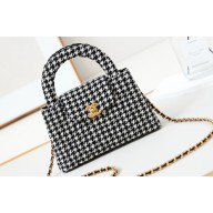 Chanel Tweed & Gold-Tone Metal Mini Shopping Bag AS4416 Houndstooth 2024